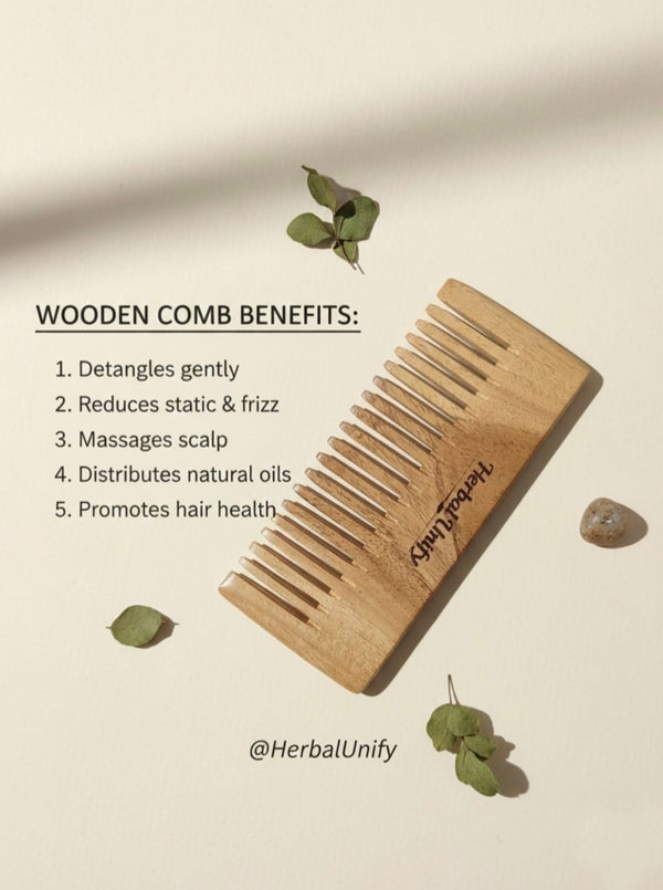 Herbal Unify Natural Wooden Hair Comb – Anti-Static Fine Tooth Comb for Smooth, Frizz-Free & Damage-Free Hair - 2