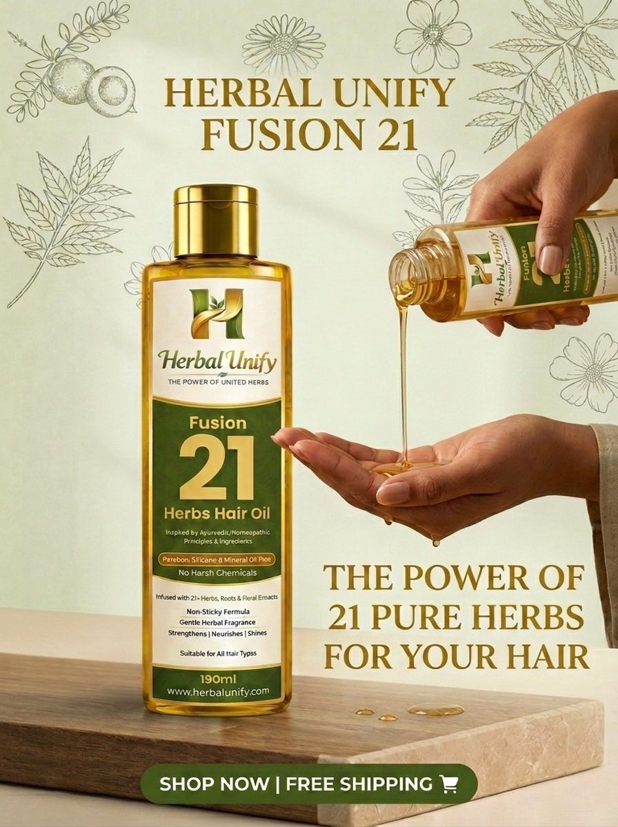 Herbal Unify Fusion 21 Herbs Hair Oil 190ml – Ayurvedic Hair Growth Oil for Hair Fall Control, Deep Nourishment & Stronger Thicker Hair (Non-Sticky Formula)