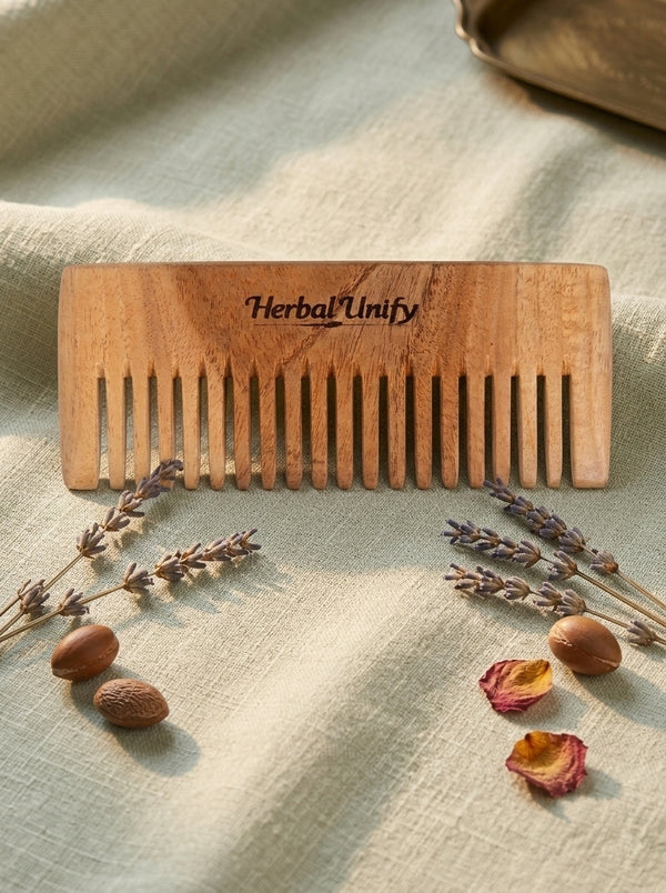 Herbal Unify Natural Wooden Hair Comb – Anti-Static Fine Tooth Comb for Smooth, Frizz-Free & Damage-Free Hair