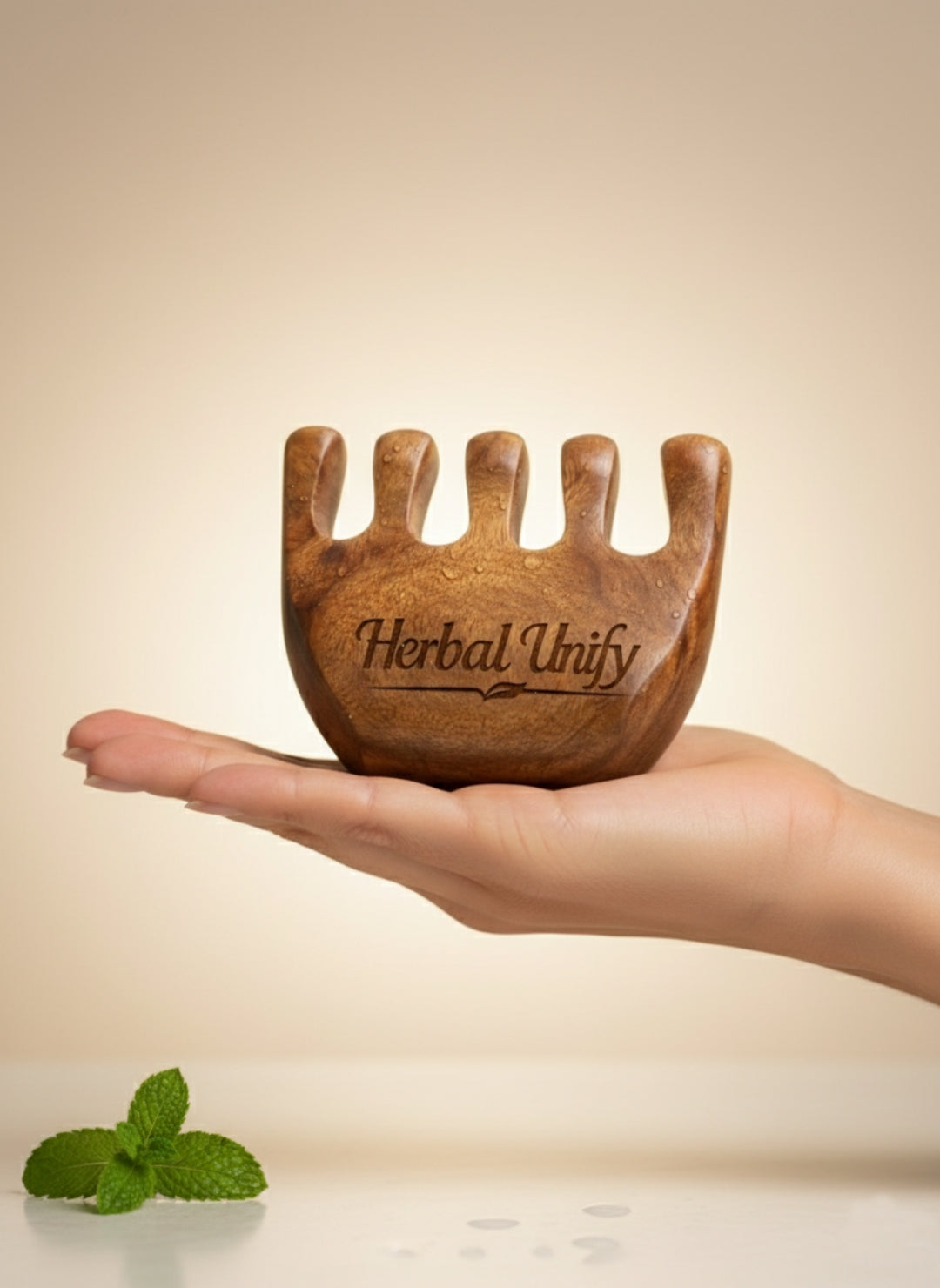 Herbal Unify Wooden Scalp Massage Comb – Wide Tooth Anti-Breakage Hair Comb for Curly, Thick & Wet Hair | Anti-Static Natural Wood Comb
