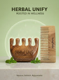 Herbal Unify Wooden Hair Comb Combo – Wide Tooth Detangling Comb + Scalp Massage Comb | Anti-Static Natural Wood | Reduces Hair Breakage & Promotes Hair Growth