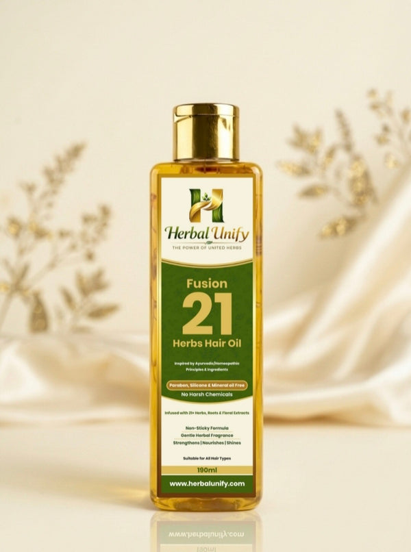 Herbal Unify Fusion 21 Herbs Hair Oil with Wooden Comb – Natural Hair Growth & Anti Hair Fall Ayurvedic Oil (190ml) - 2